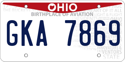 OH license plate GKA7869