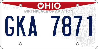 OH license plate GKA7871