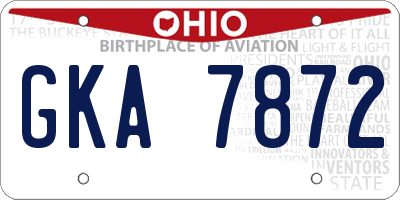 OH license plate GKA7872