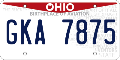 OH license plate GKA7875