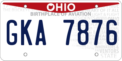 OH license plate GKA7876