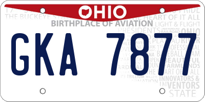 OH license plate GKA7877