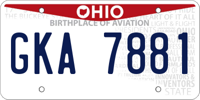 OH license plate GKA7881