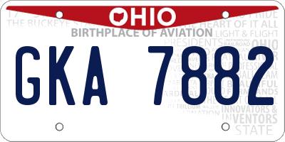 OH license plate GKA7882