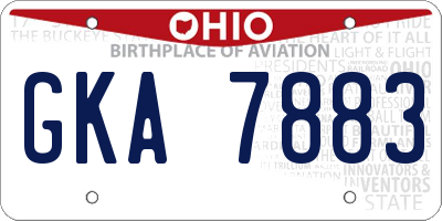OH license plate GKA7883