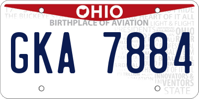 OH license plate GKA7884