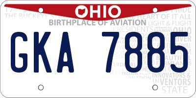 OH license plate GKA7885