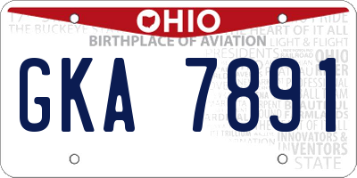 OH license plate GKA7891