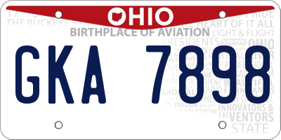 OH license plate GKA7898