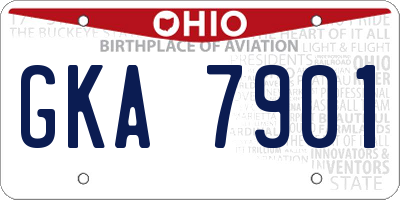 OH license plate GKA7901