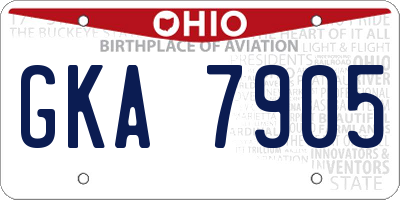 OH license plate GKA7905