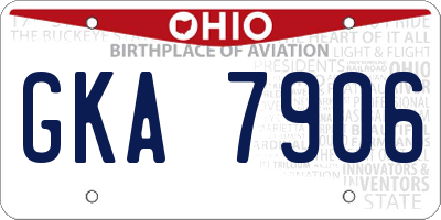 OH license plate GKA7906