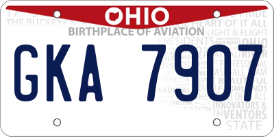 OH license plate GKA7907