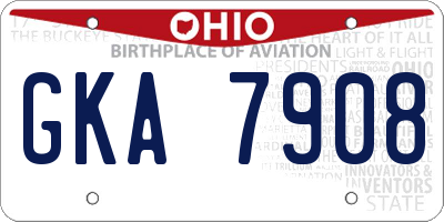 OH license plate GKA7908