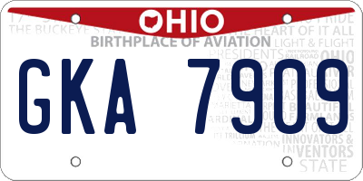 OH license plate GKA7909