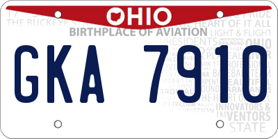OH license plate GKA7910
