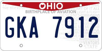 OH license plate GKA7912