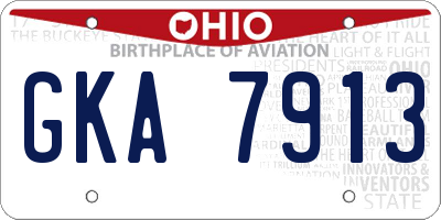 OH license plate GKA7913