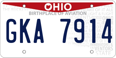 OH license plate GKA7914