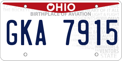 OH license plate GKA7915