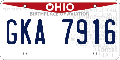 OH license plate GKA7916