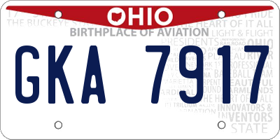 OH license plate GKA7917