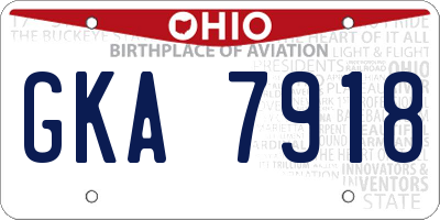OH license plate GKA7918