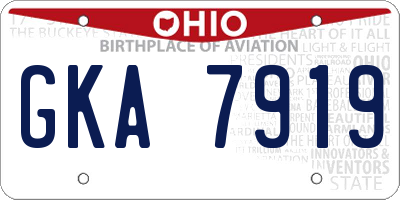 OH license plate GKA7919
