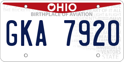 OH license plate GKA7920