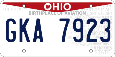 OH license plate GKA7923