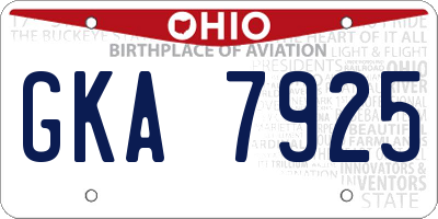 OH license plate GKA7925