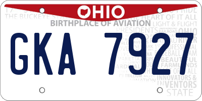 OH license plate GKA7927