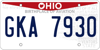OH license plate GKA7930
