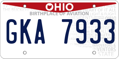 OH license plate GKA7933