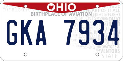 OH license plate GKA7934