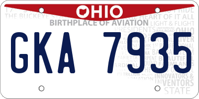 OH license plate GKA7935