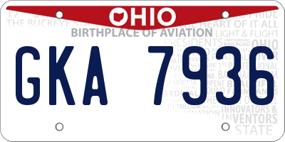 OH license plate GKA7936