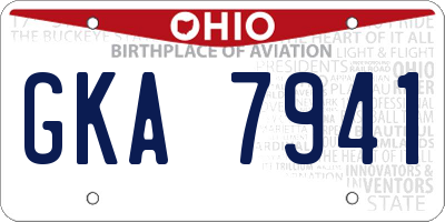 OH license plate GKA7941