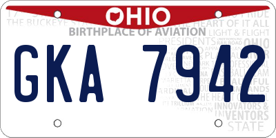 OH license plate GKA7942