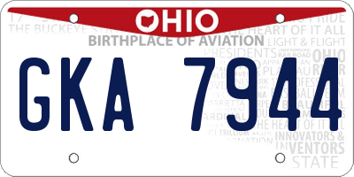 OH license plate GKA7944
