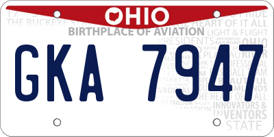 OH license plate GKA7947