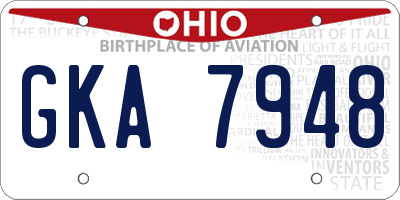 OH license plate GKA7948