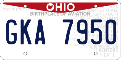 OH license plate GKA7950