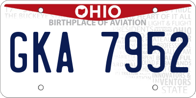 OH license plate GKA7952