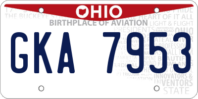 OH license plate GKA7953