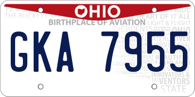 OH license plate GKA7955