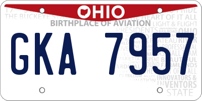 OH license plate GKA7957