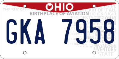 OH license plate GKA7958