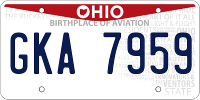OH license plate GKA7959