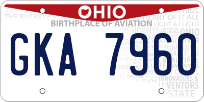 OH license plate GKA7960